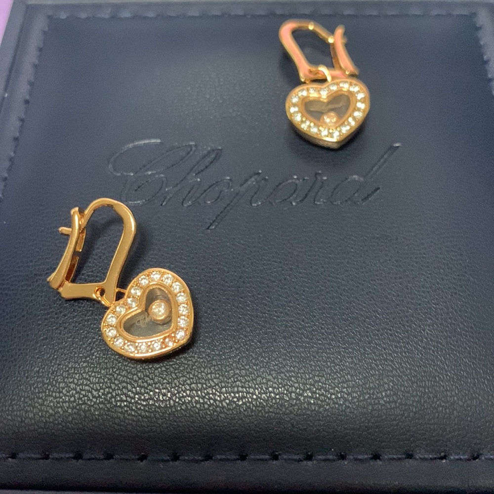 Chopard Gold Heart Earrings with Sparkling Accents